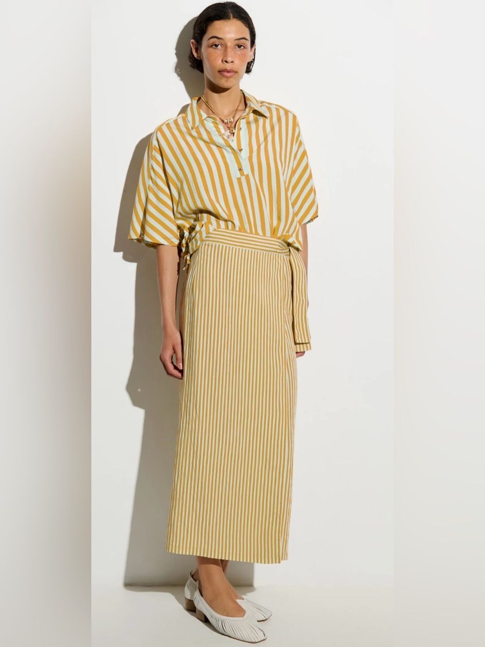Sessùn LIDO LOVE ST Lagune Striped Matching Set XS 34 Wrap Skirt France